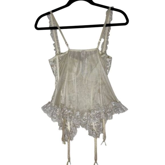 Vintage Private Luxuries by Natori Ivory Lace Corset W/Garters Sz XL, Romantic - Picture 2 of 14